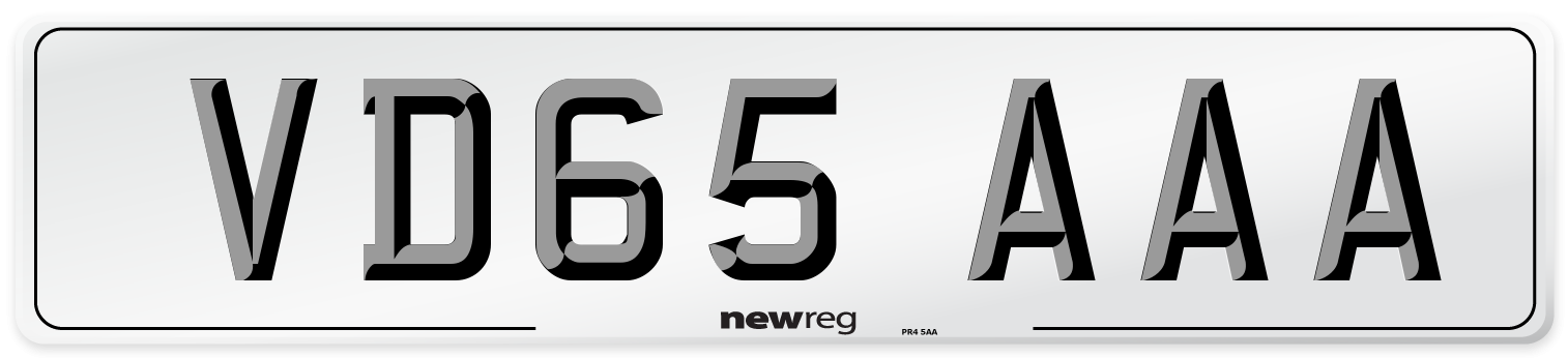 VD65 AAA Number Plate from New Reg